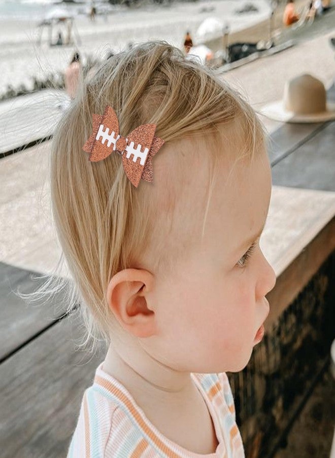 Jissoo 2 Pcs Football Bow Hair Clips - Sports Girls Hair Accessories, Glitter Football Girl Pigtail Bows, Hair Bow Photo Props, Sports Party Outfit Decoration - Image 5